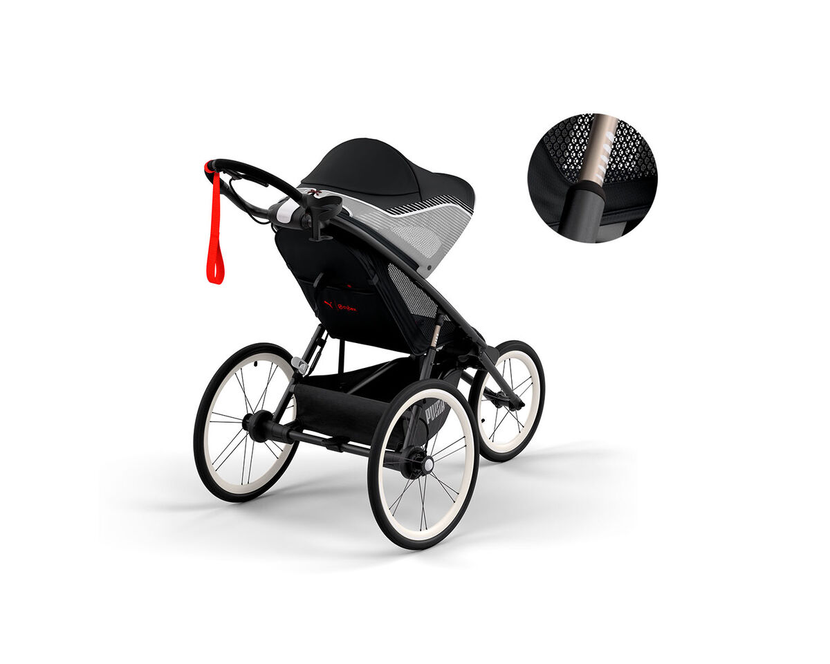 Image fonctionnalités Poussette de jogging AVI, collection CYBEX Gold sport par Puma